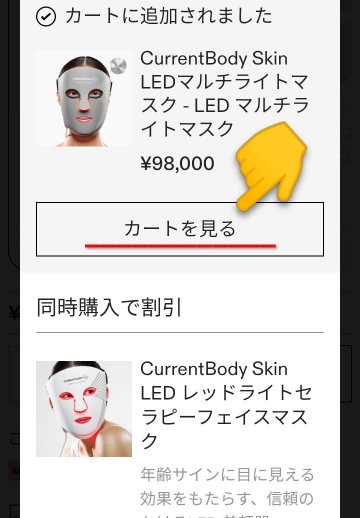カレントボディ公式サイトのカートを見る画面