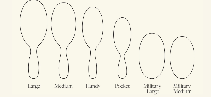 メイソンピアソンのヘアブラシの6種類のサイズ